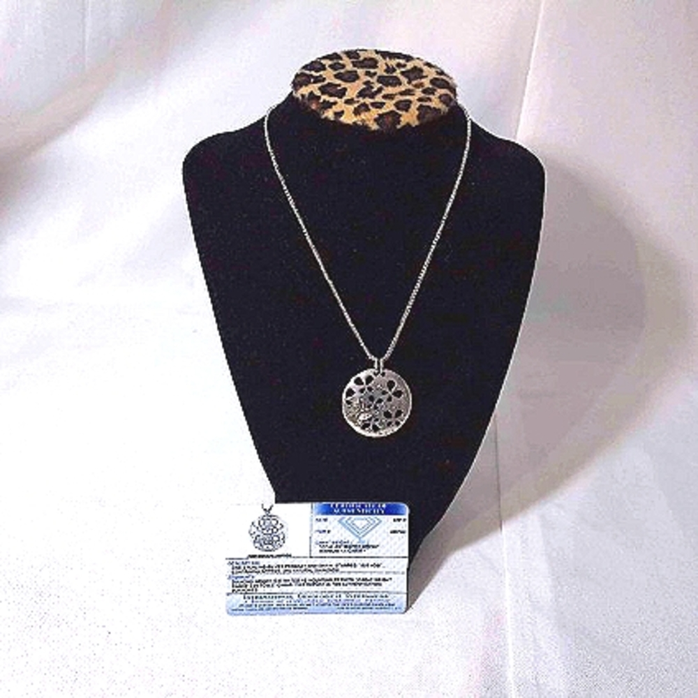 Sterling Silver With Natural Diamonds Butterfly Pendant & Chain